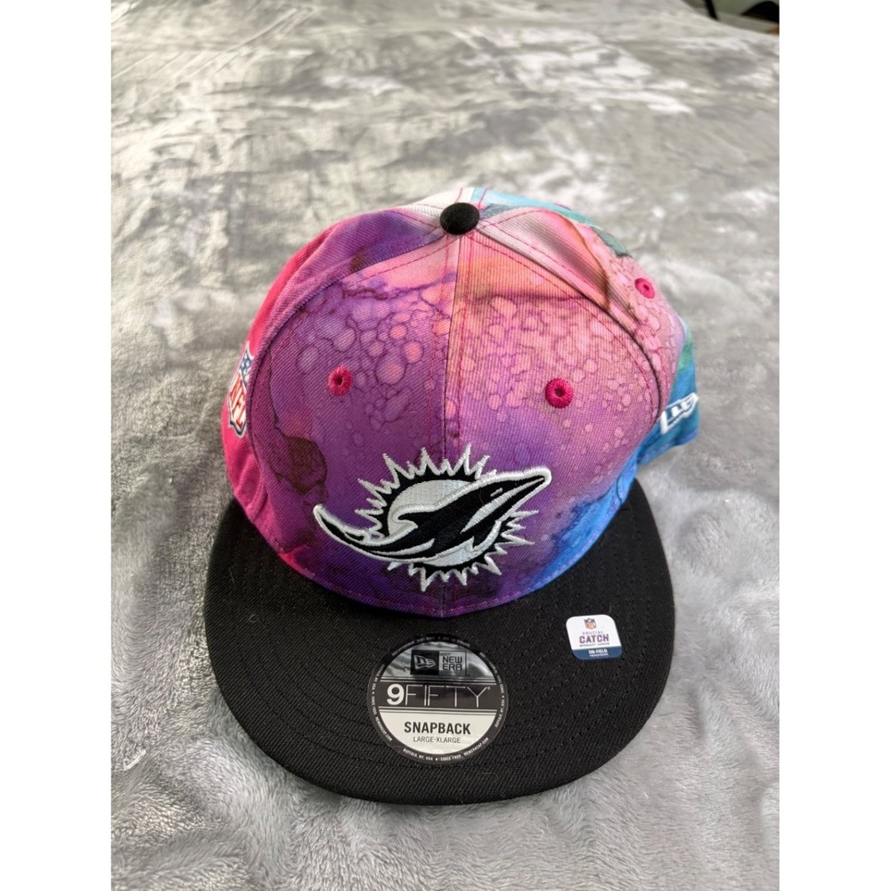 New Era Miami Dolphins 9FIFTY Snapback Hat Crucial Catch Tie Dye NFL Cap L/XL